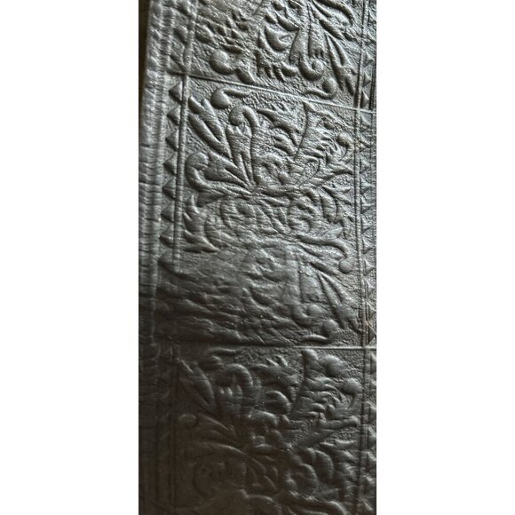 Handcrafted Black Leather Embossed Belt With 3D Floral Design main image 4